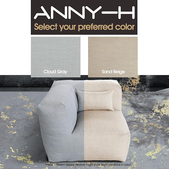 Dineli Modern Coner Chair Arm-Rest Chair Outdoor Furniture Comfy Patio Couch Sofa Outdoor Bean Bag Chair Creating a Unique Patio Garden Modular Contemporary Sofa, Lazy Sofa for Outside (Light Beige)