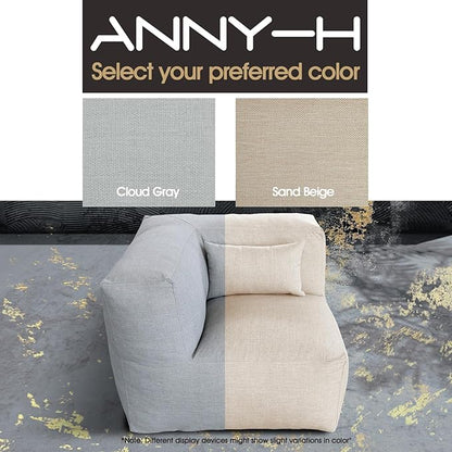 Dineli Modern Coner Chair Arm-Rest Chair Outdoor Furniture Comfy Patio Couch Sofa Outdoor Bean Bag Chair Creating a Unique Patio Garden Modular Contemporary Sofa, Lazy Sofa for Outside (Light Beige)