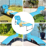 Goplus Tanning Chair with Face Hole, Foldable Adjustable Beach Chaise Lounger w/Arm Hole - Photo 6