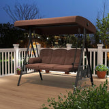 AECOJOY Outdoor Porch Swing, 3-Seat Porch Swing with Adjustable Canopy - Photo 8