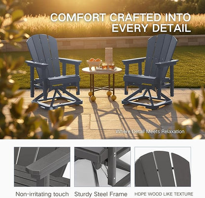 Kingdura Adirondack Swivel Glider Chair, HDPE Patio Glider Rocking Chair for Outdoor, All-Weather Glider Chair for Porch Balcony Lawn Poolside, 450LBS Capacity (Navy Blue)
