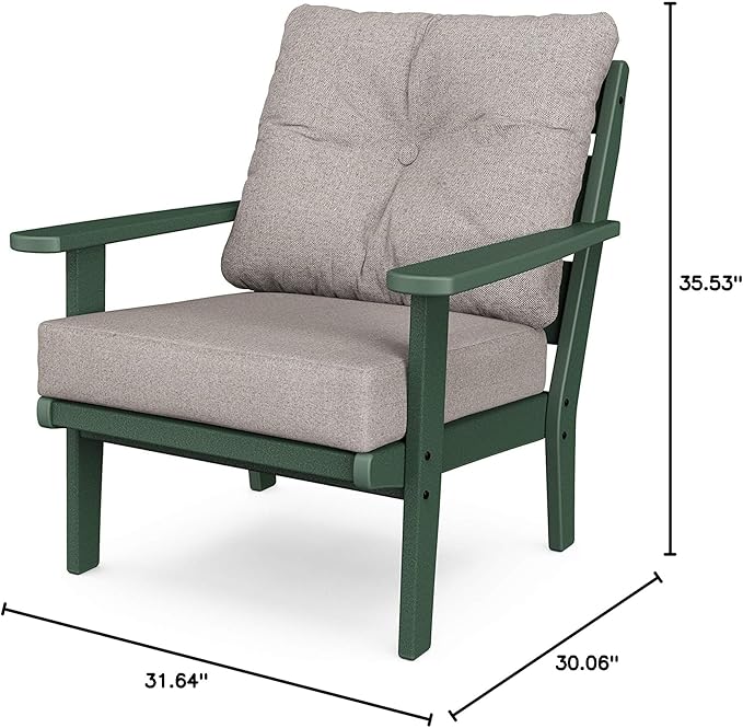 POLYWOOD® Lakeside Deep Seating Chair in Green/Weathered Tweed