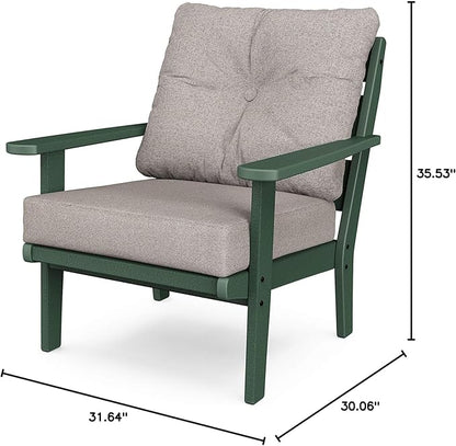 POLYWOOD® Lakeside Deep Seating Chair in Green/Weathered Tweed