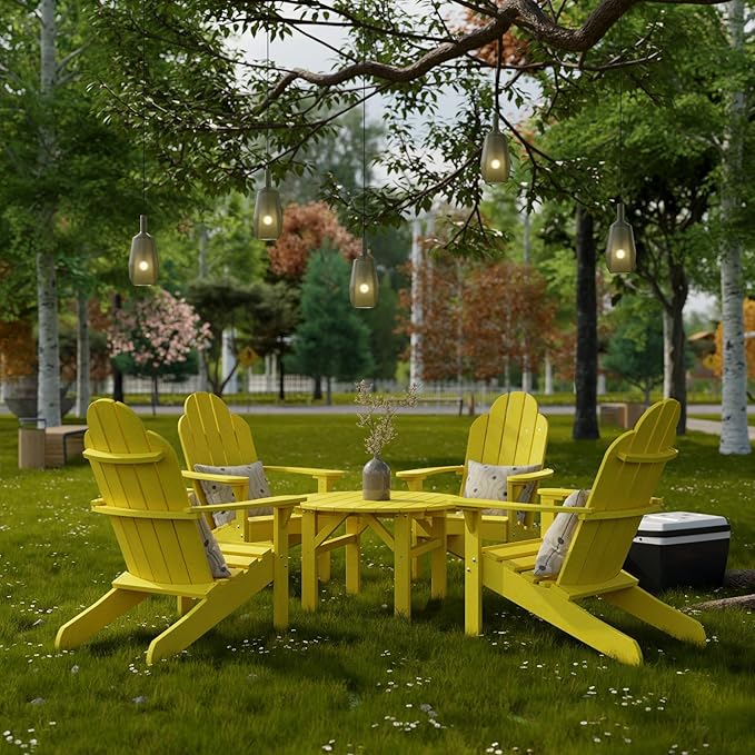 Wildridge Classic 33" Occasional Table, Lemon Yellow - Outdoor Weather Resistant Recycled Plastic Furniture for Patio