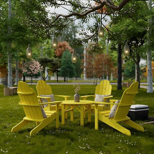 Wildridge Classic 33" Occasional Table, Lemon Yellow - Outdoor Weather Resistant Recycled Plastic Furniture for Patio