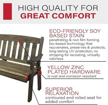 Amish Casual Outdoor Heavy Duty 800 LB Mission Pressure Treated Garden Bench(4 Foot, Dark Walnut Stain)
