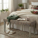 Solid Wood Acacia Indoor Bench with Natural Woven Seat, Wood Bench for Living Room or Entryway - Photo 1