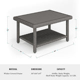Martha Stewart Bedford Indoor-Outdoor Patio Coffee Table with Lower Shelf, Faux Wood Top - Photo 3