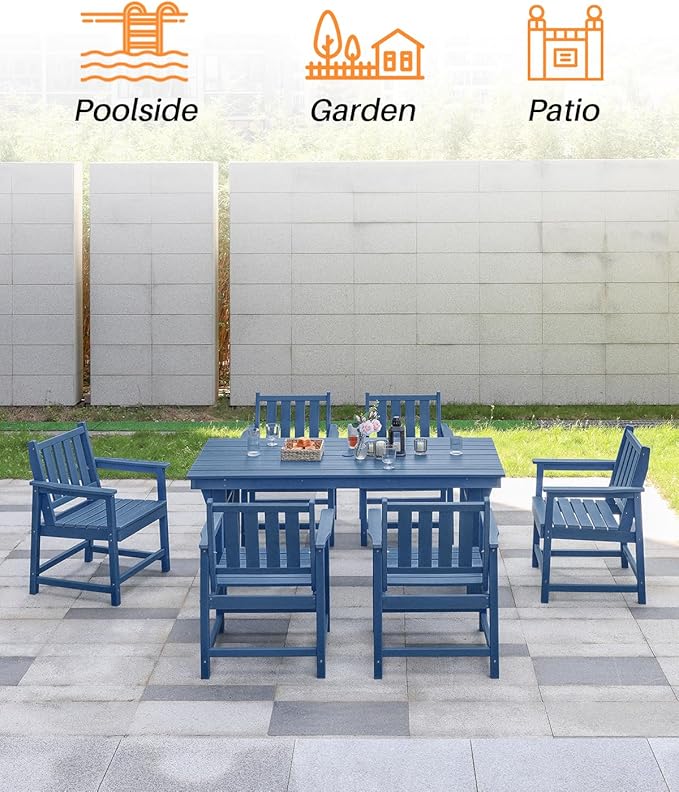 Patio Dining Chair Set of 2, HDPE Outdoor Dining Chair, Ergonomic HDPE Dining Chairs with Deep Seating - Photo 7