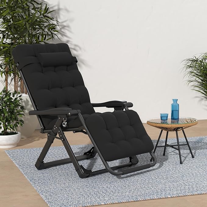 Suteck Zero Gravity Chair, Reclining Camping Lounge Chair w/Removable Cushion, Upgraded Lock and Cup Holder - Photo 2