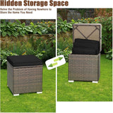 RELAX4LIFE Wicker Outdoor Storage Ottoman, 2-Piece Rattan Footstool w/Removable Cushion - Photo 5
