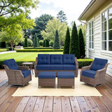 Belord High Back Outdoor Patio Furniture Set - Wicker Outdoor Swivel Rocker Patio Chairs with Sofa and Ottoman - Photo 1