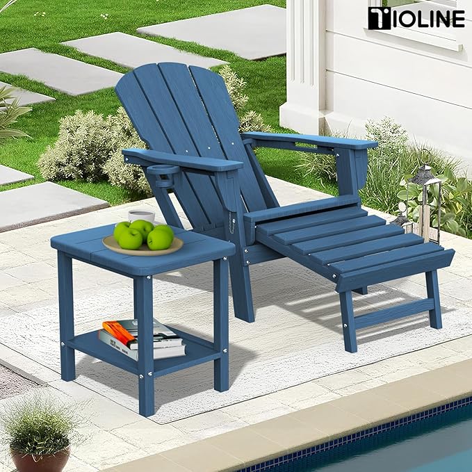 Patio Side Table, Outdoor HDPE Adirondack End Table for Patio,Outdoor Side Table for Backyard, Garden, Pool, Lawn,Navy - Photo 8