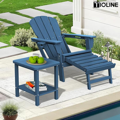 Patio Side Table, Outdoor HDPE Adirondack End Table for Patio,Outdoor Side Table for Backyard, Garden, Pool, Lawn,Navy