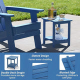 LUE BONA Adirondack Outdoor Side Table, 2-Tier Navy Blue HDPS Patio End Table Weather Resistant - Photo 6