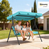 Outsunny 3-Seat Outdoor Patio Swing Chair with Removable Cushion, Steel Frame Stand and Adjustable Tilt Canopy for Patio - Photo 2