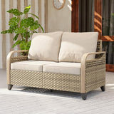 EAGLE PEAK Wicker Outdoor Patio Sofa Modern Rattan Patio Furniture Loveseat for Backyard Deck Porch Balcony - Photo 5