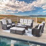 Belord Wicker Patio Furniture Sets - 8 Piece Rattan Outdoor Furniture Conversation Sets with 4 Swivel Rocker Chairs - Photo 1