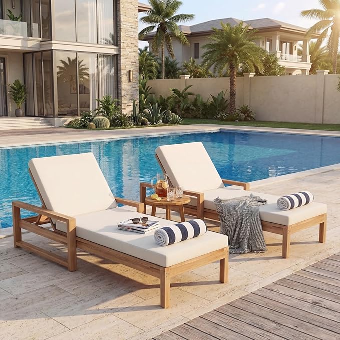 Outdoor Chaise Lounge Chair, Patio Chaise Lounge Recliner with Adjustable Backrest - Photo 4