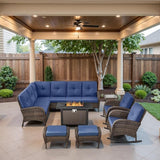 Belord 8 Pieces Patio Conversation Set with 43” Propane Fire Pit Table - Photo 2