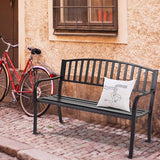 Giantex Outdoor Bench, 50” Patio Garden Bench with Steel Frame, Slat Design, 500 Lbs Weight Capacity - Photo 7