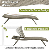 Patio Chaise Lounges, 79’’ Long Reclining Chairs with 5-Position Adjustable Backrest, PE Rattan Lounge Chair - Photo 5