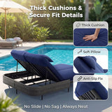 NICESOUL Double Chaise Lounge Outdoor, 51.2" Wide 2-Person Daybed with Independent Recline - Photo 6