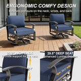 Gotland Outdoor Furniture, Metal Outdoor Swivel Chair with 5.1’’ High-Resilience Seat Cushions 6.2’’ Thick Back Pillow - Photo 6