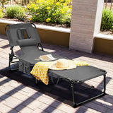 Goplus Tanning Chair, Folding Beach Lounge Chair with Face &Arm Hole, 5-Position Adjustable, Removable Pillow - Photo 2