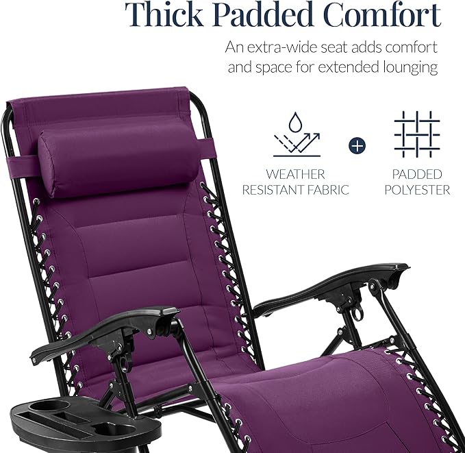 Best Choice Products Oversized Padded Zero Gravity Chair, Folding Outdoor Patio Recliner - Photo 4