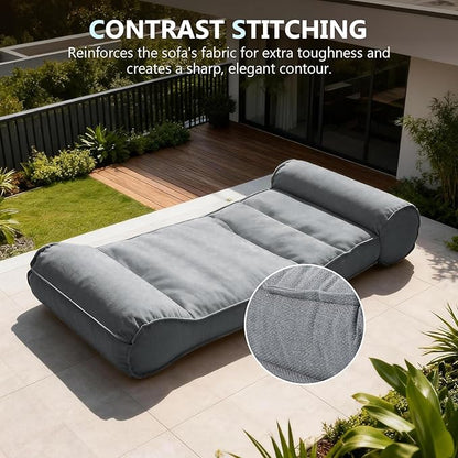 Dineli 83'' Outdoor Chaise Lounge Chair Patio Lounger for Outside, Pool Lounge Chairs Lazy Floor Lounger Meditation & Yoga Chair Waterproof Sunbed Outdoor Lounge Furniture for Garden Beach, Dark Gray