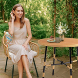VINGLI 35.4" Round Outdoor Dining Table with Umbrella Hole - Photo 6
