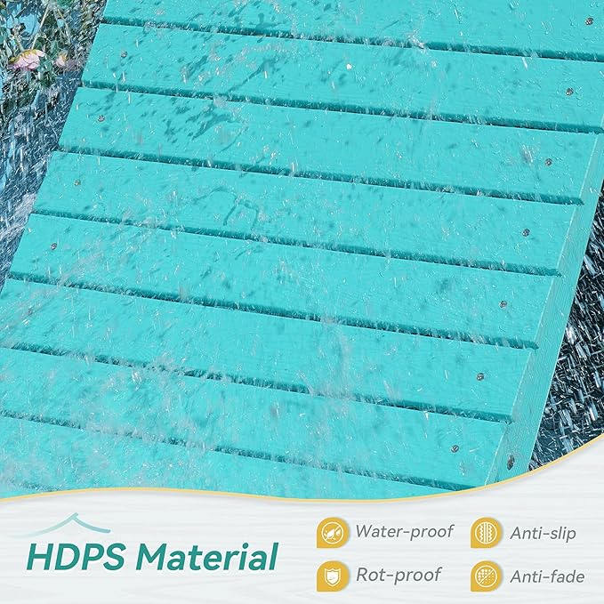 Pool Lounge Chairs Set of 4 - Anti-Floating HDPS Design for Pools & Backyard Sun Decks, Weighted Pool Chairs and Lounges for Poolside or Outside, Includes Headrest, Aruba Blue