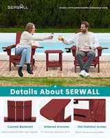 SERWALL Folding Adirondack Chair with Cup Holders, All Weather Resistant Modern Adirondack Chair, HDPE Fire Pit Chairs - Photo 4