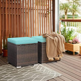MEDIMALL Patio Wicker Ottoman Set of 2, Multipurpose Outdoor Footstool w/Removable Cushions, Rattan Side Table w/Storage - Photo 2