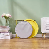 VECELO Round Side/End Table with Fabric Storage Basket，Metal Anti-Rust and Waterproof Small Bedside Nightstand with - Photo 5