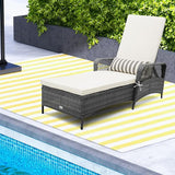 Tangkula Wicker Chaise Lounge Outdoor, Patio Rattan Reclining Chaise with 6-Gear Adjustable Backrest - Photo 4