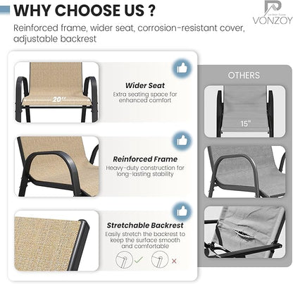 Patio Dining Chair Set of 6, Outdoor Stackable Dining Chairs High Back for All Weather, Patio Furniture for Backyard, Porch, Garden, Pool Deck (Brown)