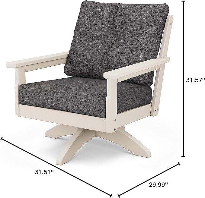POLYWOOD® Vineyard Deep Seating Swivel Chair in Sand/Ash Charcoal - Photo 2