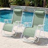 Best Choice Products Set of 2 Extra Wide Adjustable Steel Mesh Zero Gravity Lounge Chair Recliners w/Pillows and Cup - Photo 2