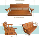 Wooden Porch Swing 3-Seater, Bench Swing with Cupholders, Hanging Chains and 7mm Springs, Heavy Duty 800 LBS - Photo 6