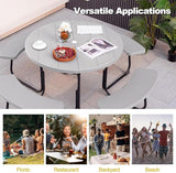 Round Picnic Table for Outdoors, 8 Person Outdoor Picnic Tables & Benches Set with Umbrella Hole - Photo 8