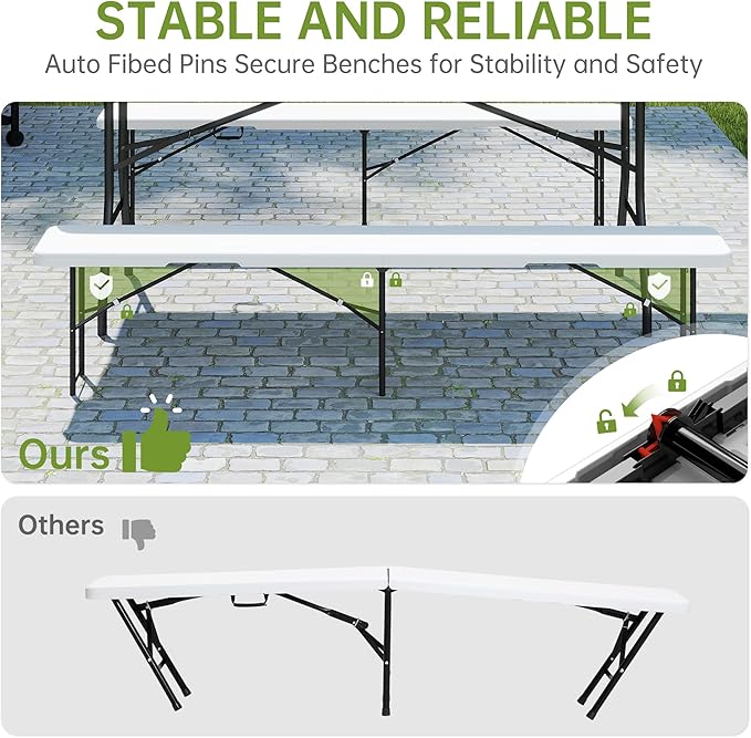 Real Relax 6 feet Plastic Folding Bench with Carrying Handle & Lock - Photo 7