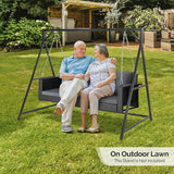 5FT Wicker Porch Swing for 3 Person, 1000lb Capacity Outdoor Hanging Bench with 3 Removable Cushions - Photo 9