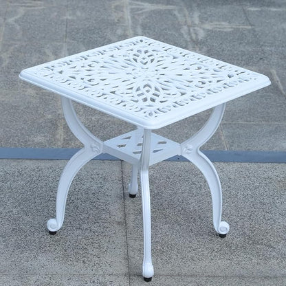 KAILI Outdoor Cast Aluminum Side Table Patio Side Table Backyard, Pool, Indoor, Easy Maintenance and Weather Resistant Coffee Table Porch Table Bistro Table (18.5square-White)