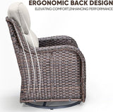 Swivel Patio Chairs sofa Set of 5 with 6" Thick Cushion - Wicker Outdoor Swivel Rocker Patio Chair ,Sofa/Glass coffee - Photo 6