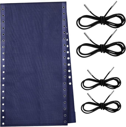 Queekay Chair Replacement Fabric with 4 Bungee Cord Lounge Chair Cloth Mesh Repair Kit for Patio Recliner Outdoor Lawn Pool(63 x 17 Inch,Blue)