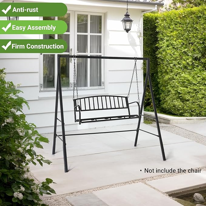 Zimtown Outdoor Swing Frame, Porch Swing Stand,Weatherproof Powder-Coated Metal, 450 lbs Weight Capacity, Sturdy No Wobble, Compatible with Hanging Chairs Swings, for Balcony, Backyard, Garden