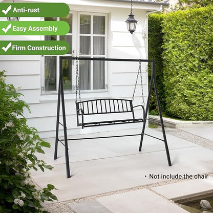 Zimtown Outdoor Swing Frame, Porch Swing Stand,Weatherproof Powder-Coated Metal, 450 lbs Weight Capacity, Sturdy No Wobble, Compatible with Hanging Chairs Swings, for Balcony, Backyard, Garden