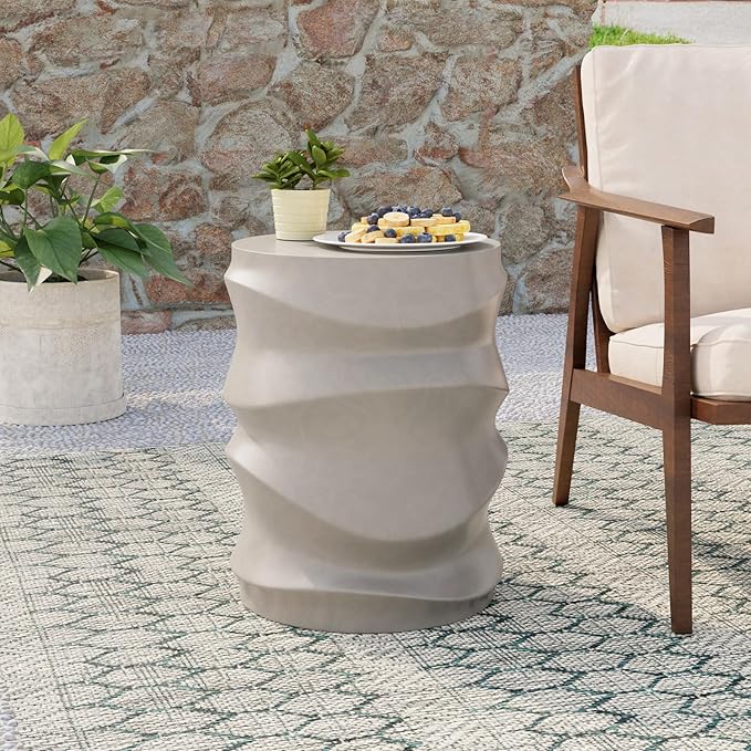 COSIEST Outdoor Side Table, 18''H Patio Concrete Side Accent Table - Photo 1